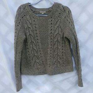 [ Lucky Brand ] tan and cream crew neck sweater